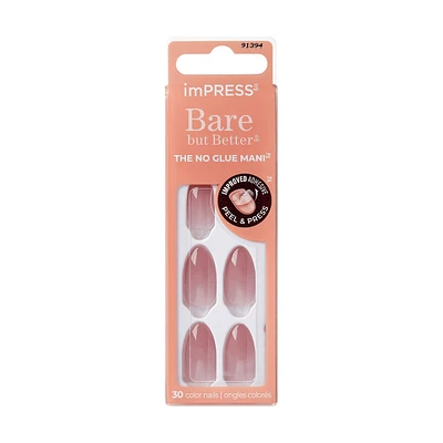 Impress Color  Press-On Nails, Instinct, Pink, Short Length, Squoval Shape, 30 Count