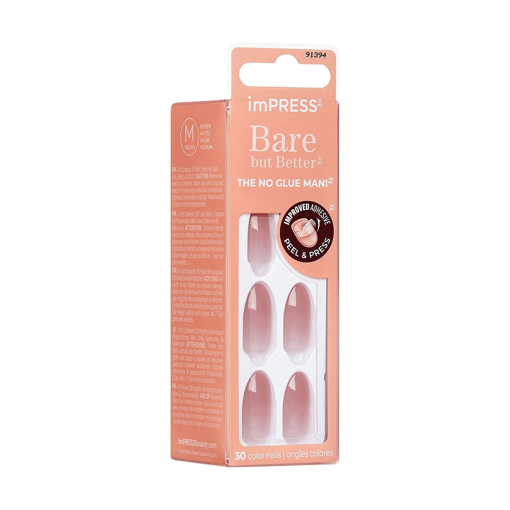 Impress : Ongles À Pression De Couleur, «Instinct», Rose, Court, Carré-Ovale, 30 U.