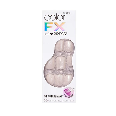 Kiss Impress Color Fx Nails - Rebel, Short Square, 30 Count.