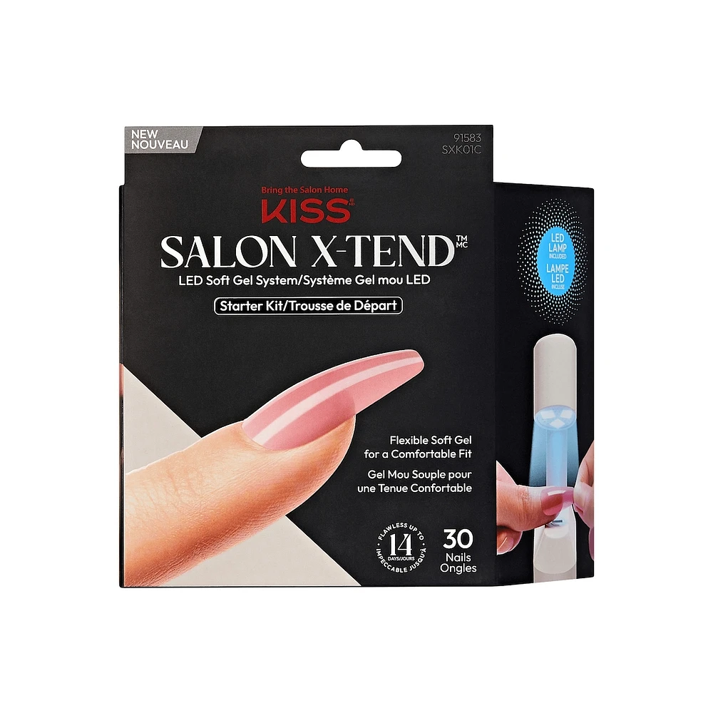 Kiss Salon X-Tend Press-On Nails, Medium Length, Coffin Shape, 30 Count
