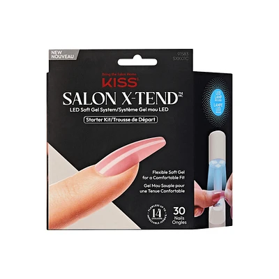 Kiss Salon X-Tend  Press-On Nails, Medium Length, Coffin Shape, 30 Count