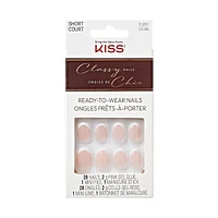 Kiss Classy, Fake Nails, Players, White, Oval, Short, 28 Count