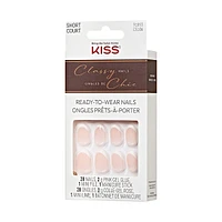 Kiss Classy, Fake Nails, Players, White, Oval, Short, 28 Count
