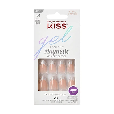 Kiss Gel Fantasy Magnetic Press-On Nails, "North Coast", Silver, Medium Almond, 31 Count