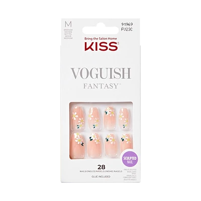 Kiss Voguish Fantasy Press-On Nails, ‘4 Wheel Drive’, Nude, Medium Coffin, 31 Count