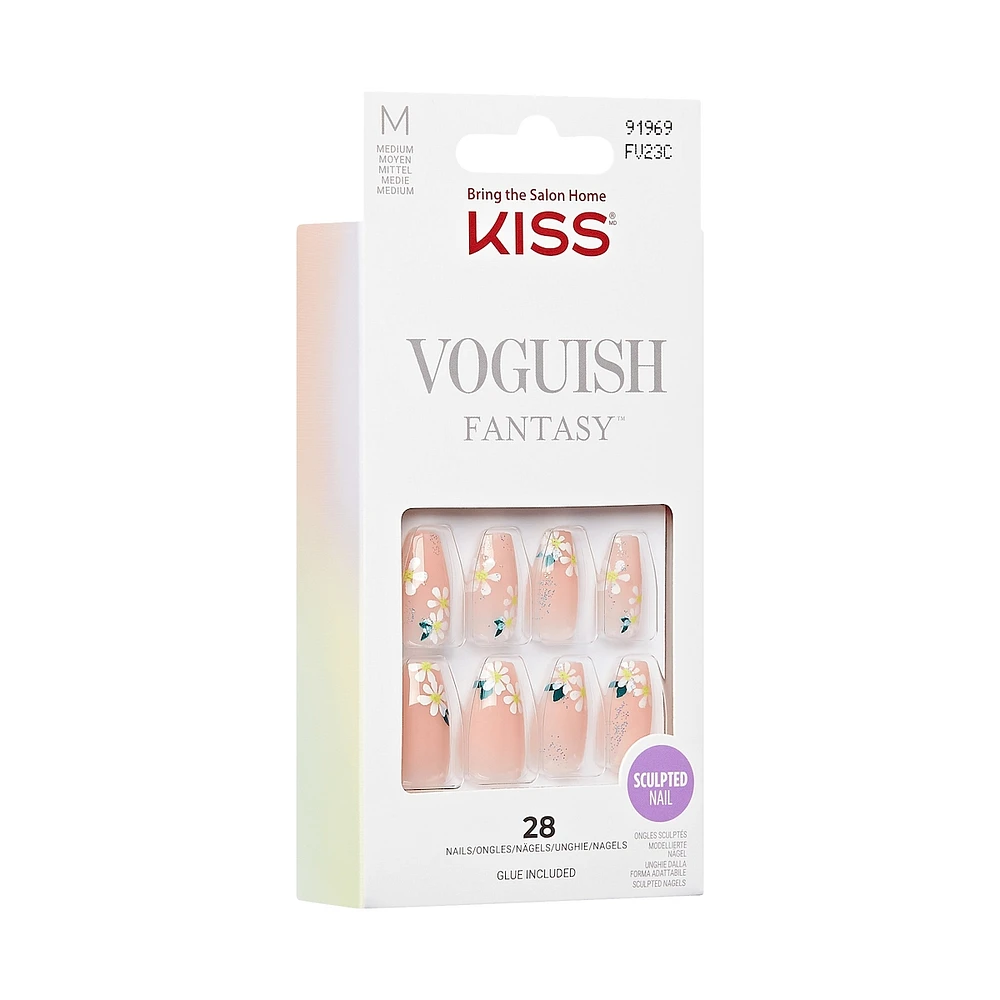 Kiss Voguish Fantasy Press-On Nails, ‘4 Wheel Drive’, Nude, Medium Coffin, 31 Count