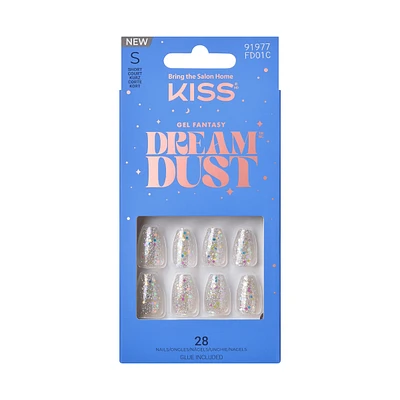 Kiss Gel Fantasy Dreamdust Press-On Nails, "Silver Spoon", White, Short Oval, 31 Count