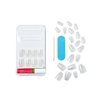 Kiss Gel Fantasy Dreamdust Press-On Nails, "Mood Dust", White, Short Coffin, 31 Count