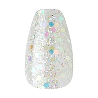 Kiss Gel Fantasy Dreamdust Press-On Nails, "Mood Dust", White, Short Coffin, 31 Count