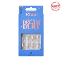 Kiss Gel Fantasy Dreamdust Press-On Nails, "Mood Dust", White, Short Coffin, 31 Count
