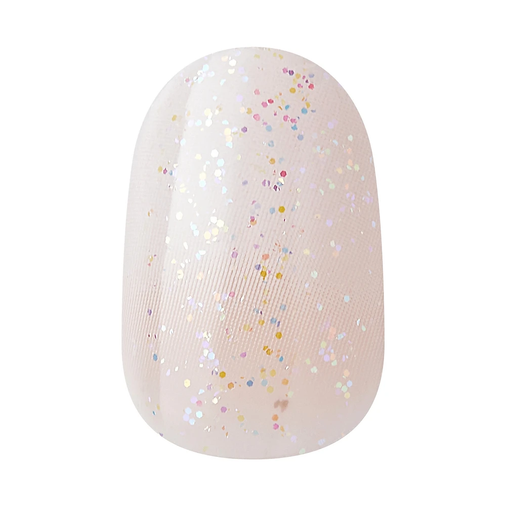 Kiss Gel Fantasy Dreamdust Press-On Nails, "Silver Spoon", White, Short Oval, 31 Count