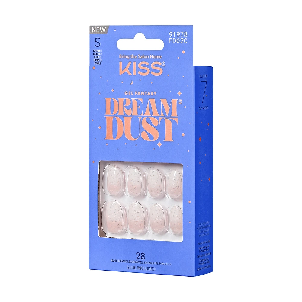 Kiss Gel Fantasy Dreamdust Press-On Nails, "Silver Spoon", White, Short Oval, 31 Count