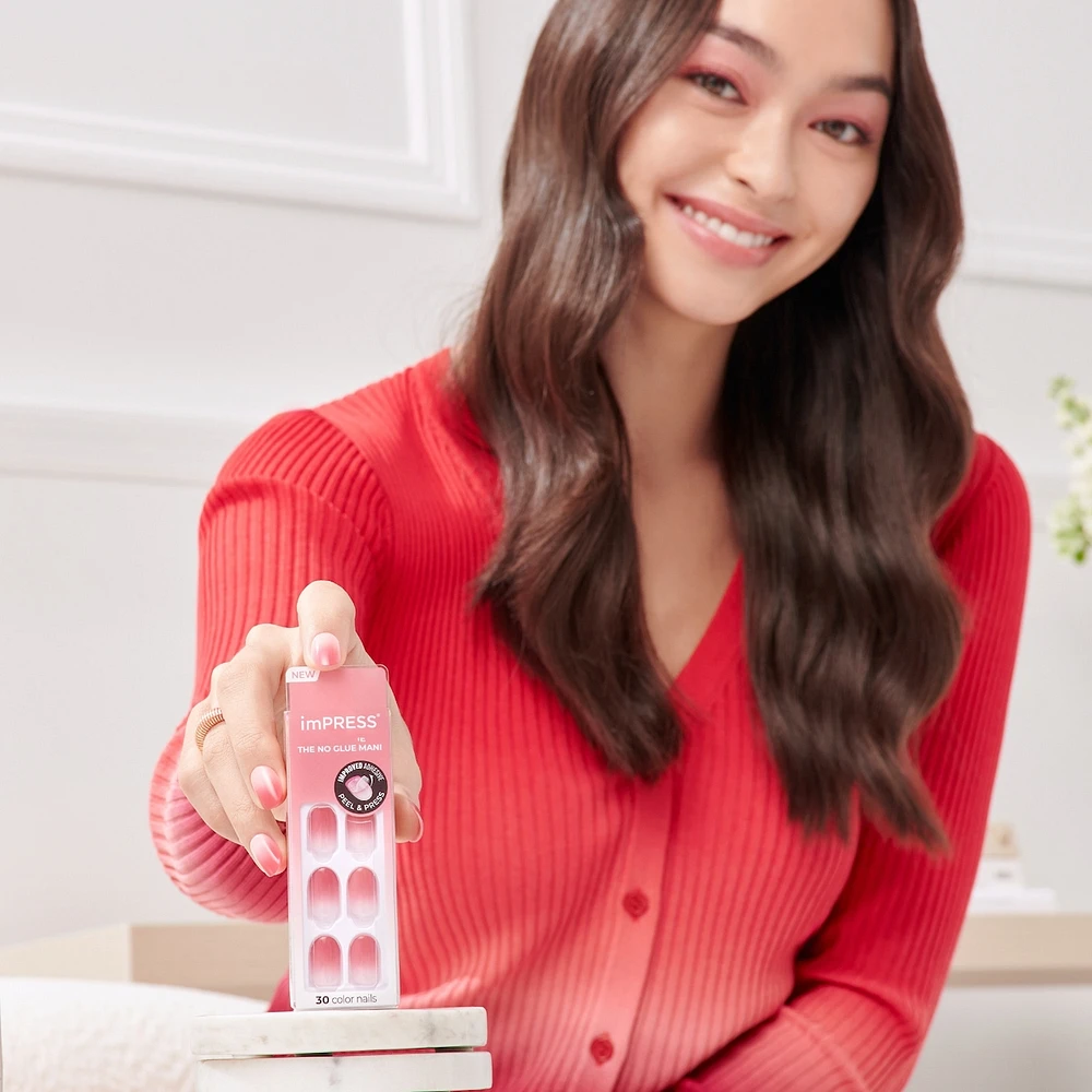 Impress : Ongles À Pression De Couleur, «Instinct», Rose, Court, Carré-Ovale, 30 U.