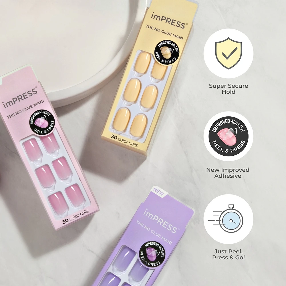 Impress : Ongles À Pression De Couleur, «Instinct», Rose, Court, Carré-Ovale, 30 U.
