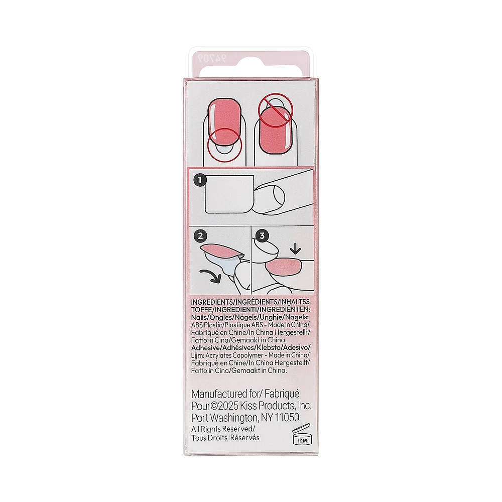 Impress : Ongles À Pression De Couleur, «Instinct», Rose, Court, Carré-Ovale, 30 U.
