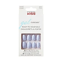 Kiss Gel Fantasy, Fake Nails, Day 1, Blue, Almond, Short, 28 Count