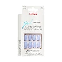 Kiss Gel Fantasy, Fake Nails, Day 1, Blue, Almond, Short, 28 Count