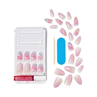 Kiss Gel Fantasy Allure, Fake Nails, Pink, Glide, Almond, Medium, 30 Count