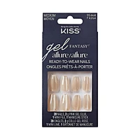 Kiss Gel Fantasy Allure, Fake Nails, Moon Beat, Beige, Coffin, Medium, 30 Count