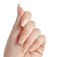 Kiss Gel Fantasy Allure, Fake Nails, Moon Beat, Beige, Coffin, Medium, 30 Count