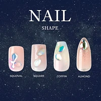 Kiss Gel Fantasy Allure, Fake Nails, Moon Beat, Beige, Coffin, Medium, 30 Count