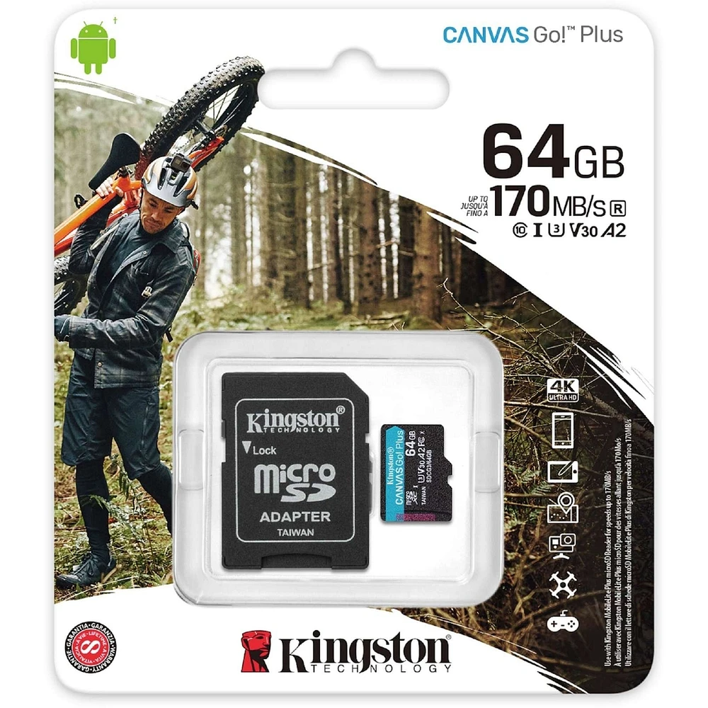 Canvas GO Plus 64GB Micro SDHC Memory Card with Adapter
