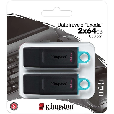 DataTraveler Exodia 64GB USB - 2 Pack