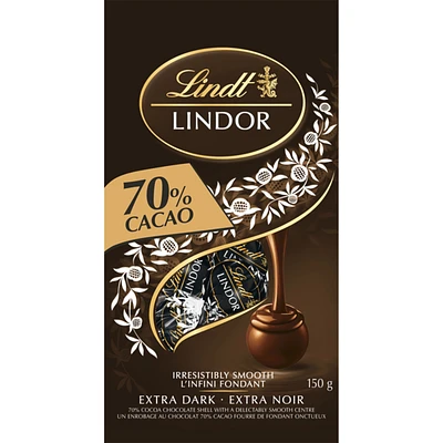 Truffes LINDOR au chocolat noir à 70 % de cacao de Lindt – Sachet (150 g)