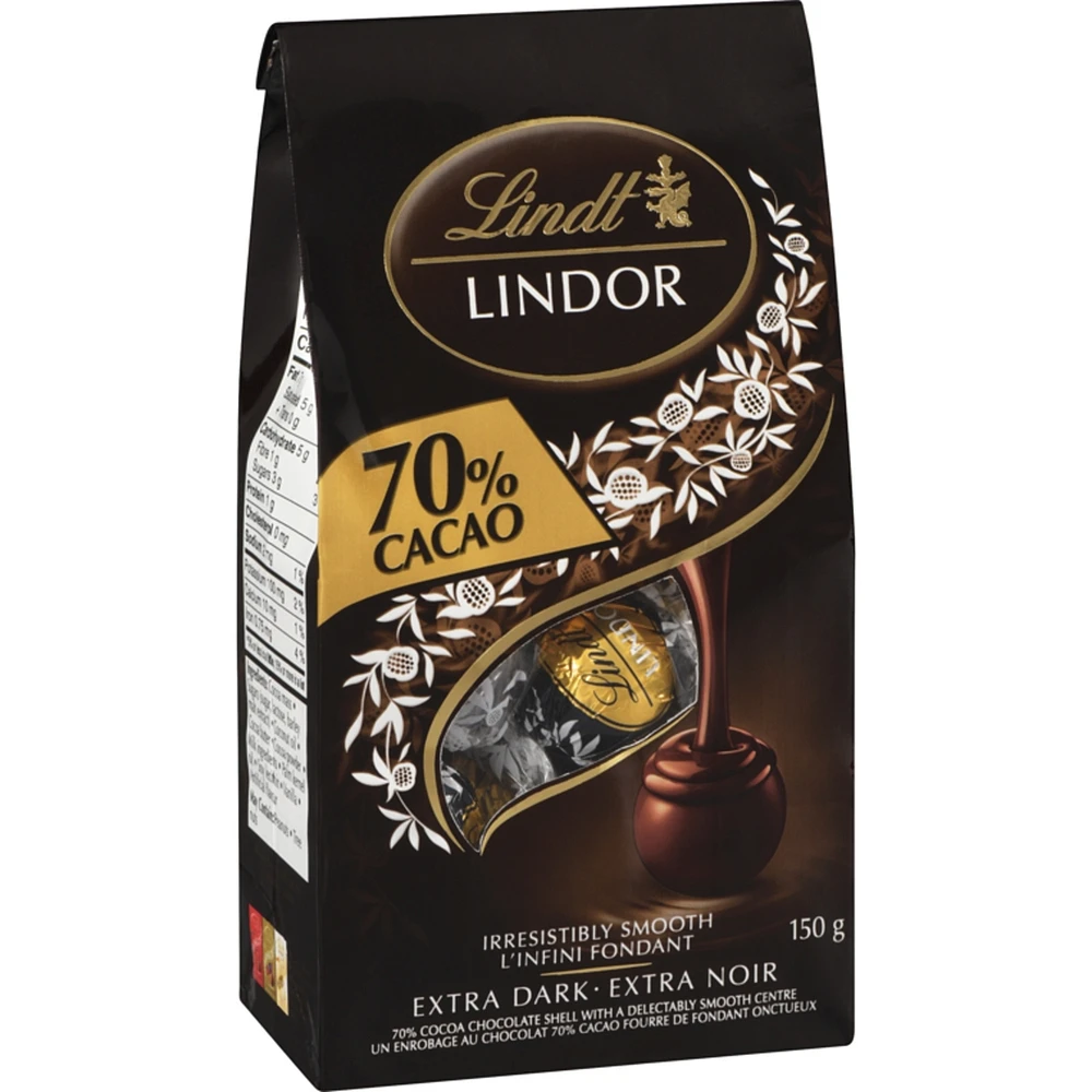 Truffes LINDOR au chocolat noir à 70 % de cacao de Lindt – Sachet (150 g)