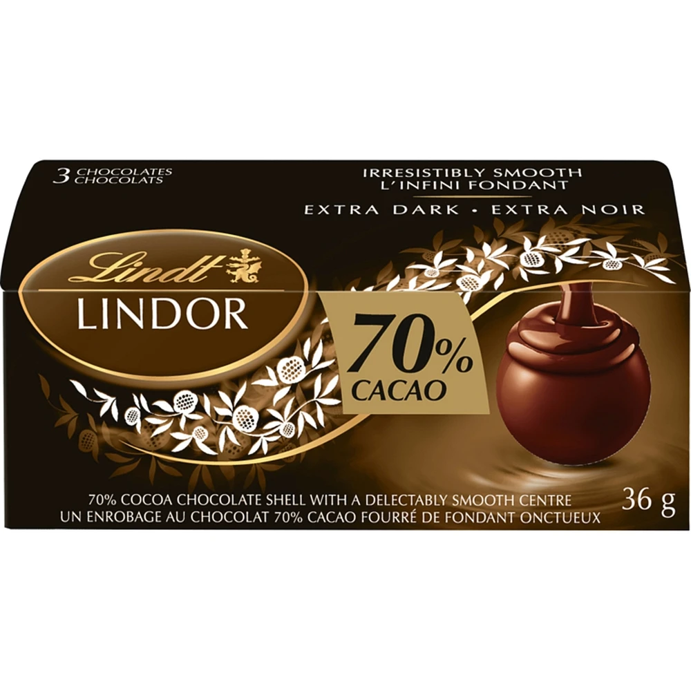 Un enrobage au chocolat 70% cacao fourré de fondant onctueux extra noir