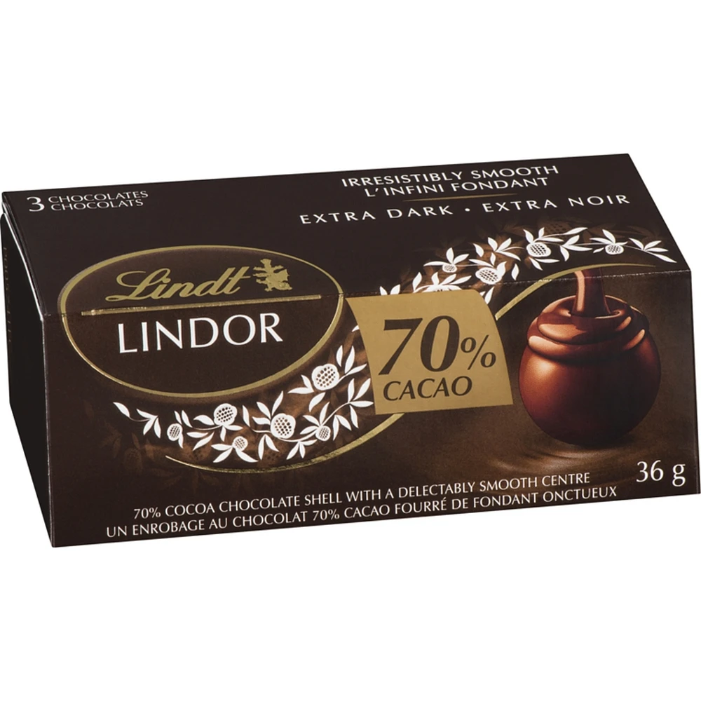 Un enrobage au chocolat 70% cacao fourré de fondant onctueux extra noir