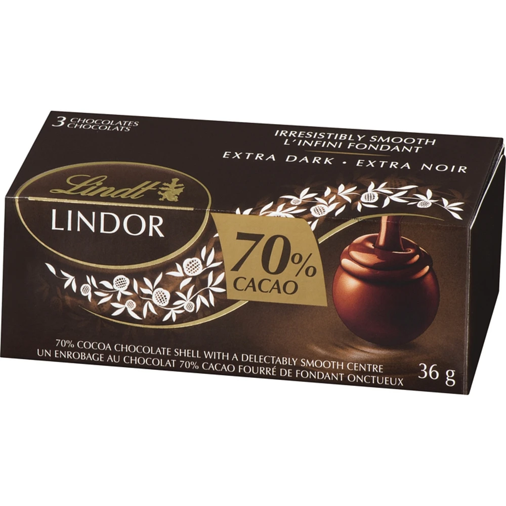 Un enrobage au chocolat 70% cacao fourré de fondant onctueux extra noir