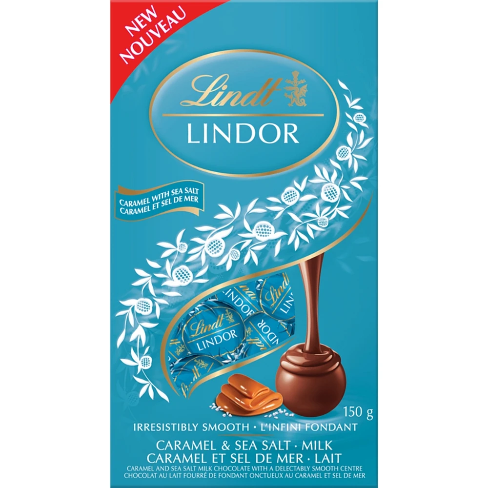 Truffes LINDOR au chocolat lait avec caramel et sel de mer – Sachet