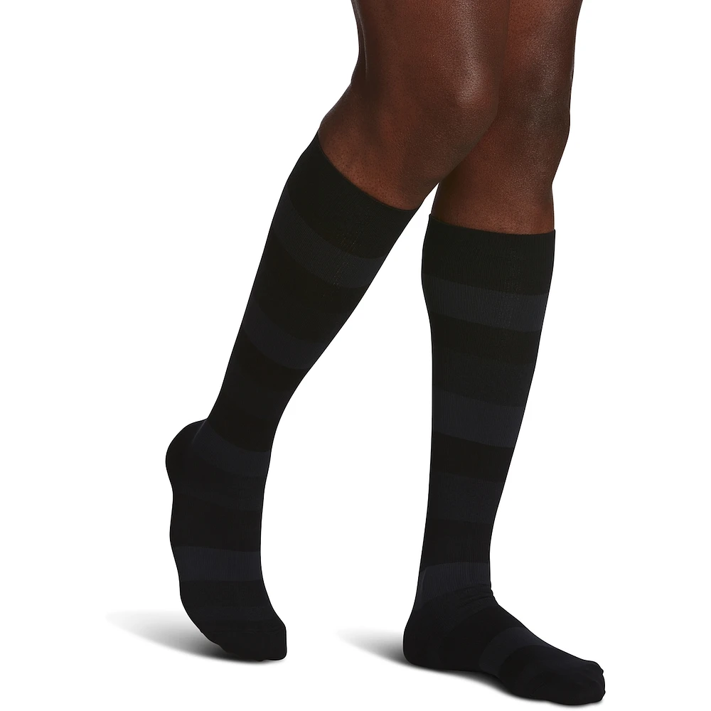 Microfiber Shades Compression Socks, Men, Onyx Stripe