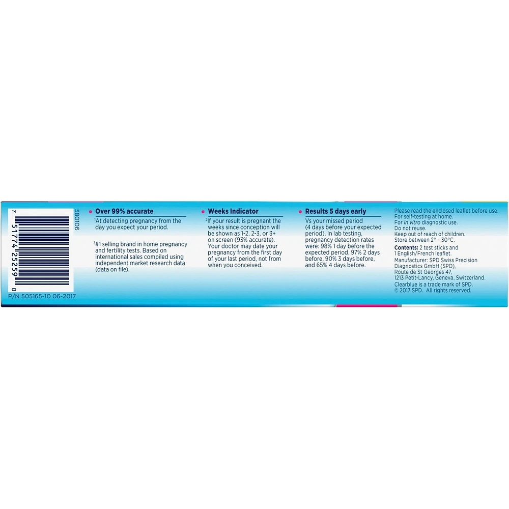Pregnancy Test with Weeks Indicator, 2 Count