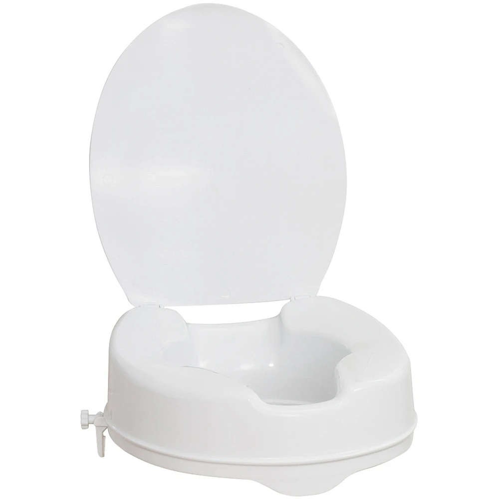 Raised Toilet Seat with Lid, White, 4"