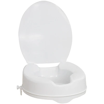 Raised Toilet Seat with Lid, White, 4"