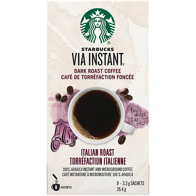 Via Instant Italian Roast, Dark Roast Coffee, 100% Arabica Instant & Microground Coffee