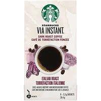Via Instant Italian Roast, Dark Roast Coffee, 100% Arabica Instant & Microground Coffee