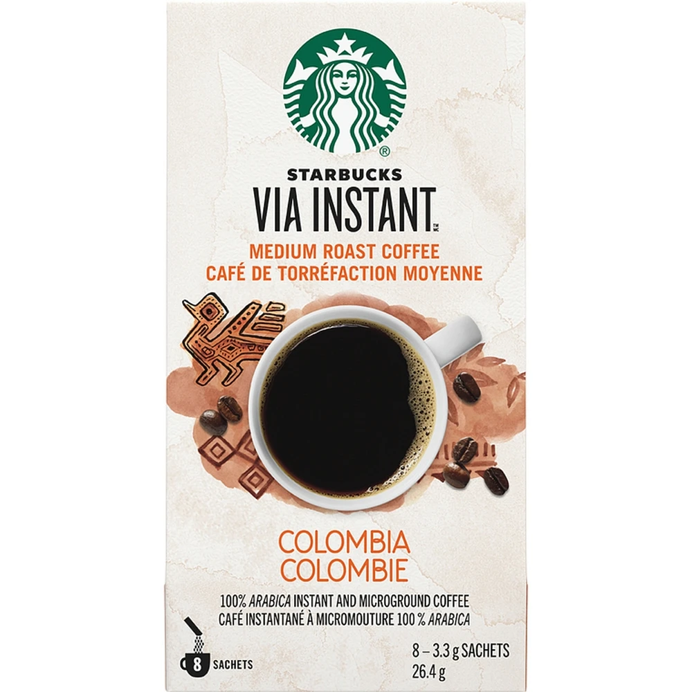 Via Instant Colombia, Medium Roast Coffee, 100% Arabica Instant & Microground Coffee