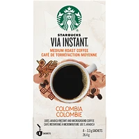 Via Instant Colombia, Medium Roast Coffee, 100% Arabica Instant & Microground Coffee