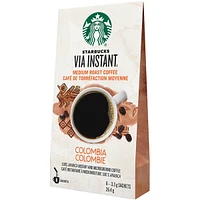 Via Instant Colombia, Medium Roast Coffee, 100% Arabica Instant & Microground Coffee