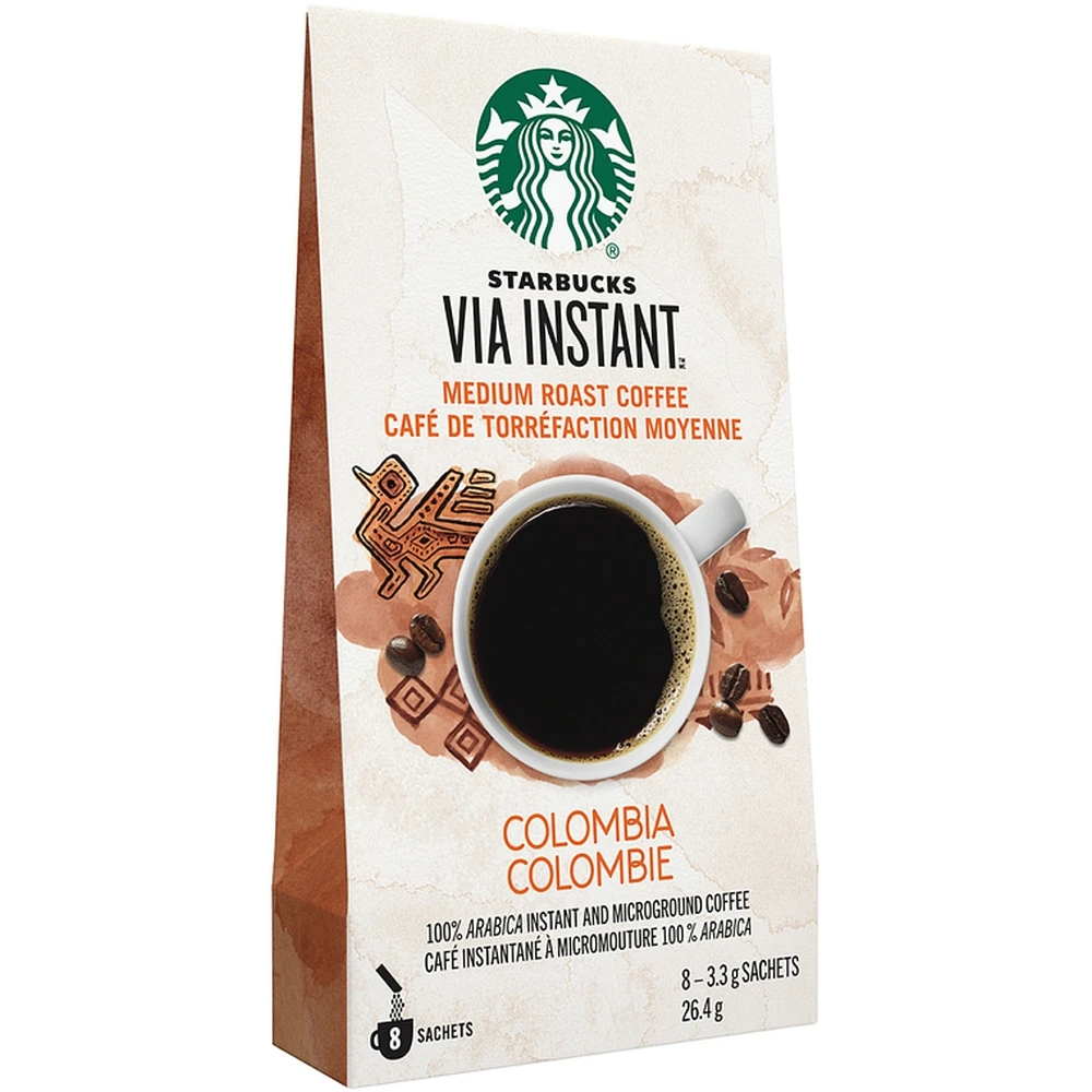 Via Instant Colombia, Medium Roast Coffee, 100% Arabica Instant & Microground Coffee