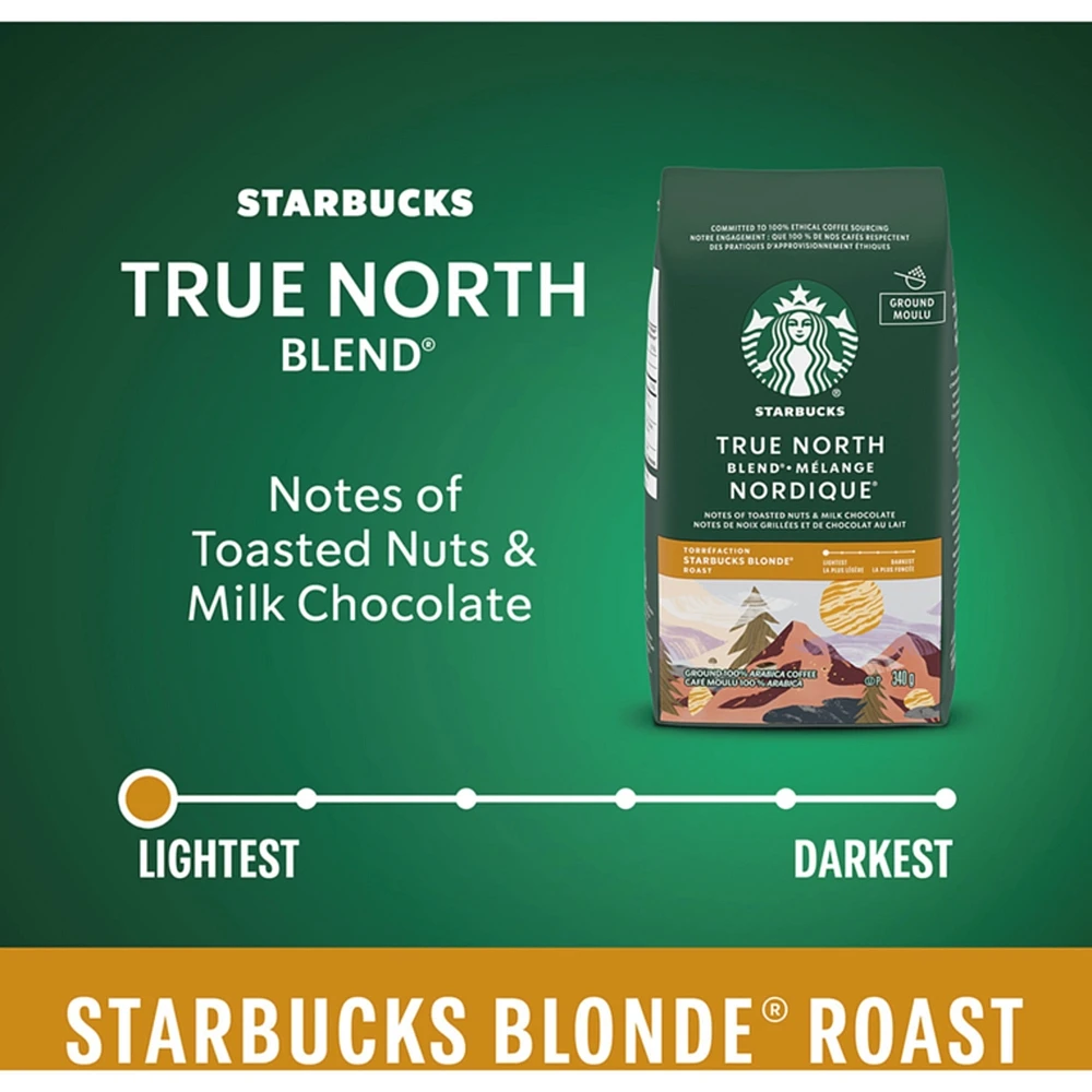 Ground 100% Arabica Coffee True North Blend Blonde Roast