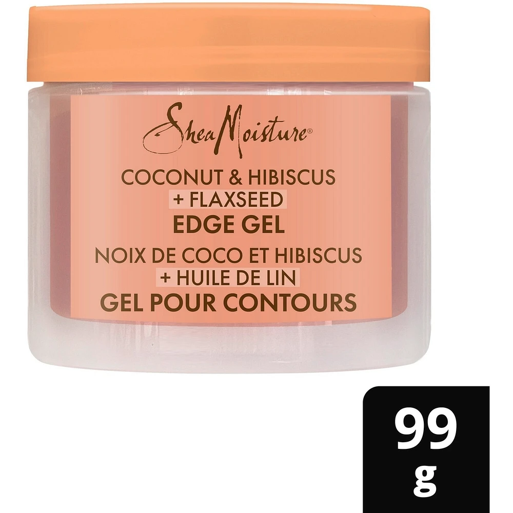Edge Gel Paraben-Free Hair Styling Coconut & Hibiscus + Flaxseed with Coconut Oil, Silk Protein and Neem Oil