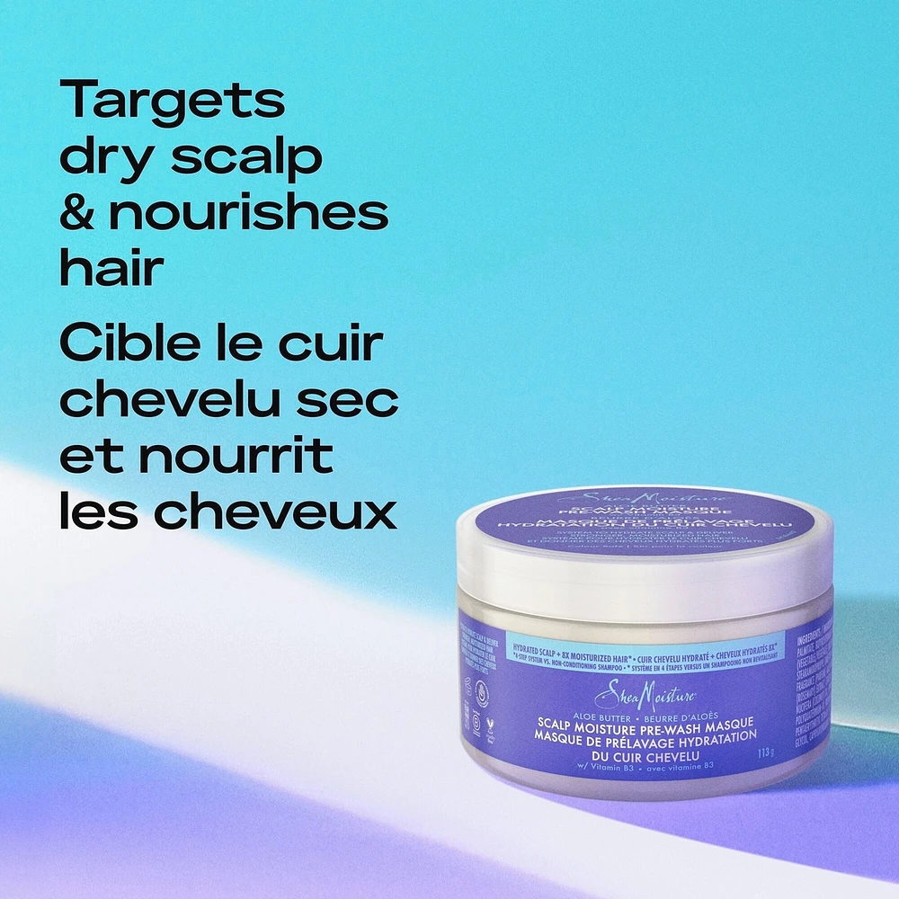 Aloe Butter Scalp Moisture Pre-Wash Masque with Vitamin B3 for hydrated scalp & stronger, moisturized hair