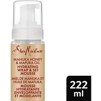 Manuka Honey & Mafura Oil Hydrating Wrap & Set Mousse for Hair Styling with Hold, Body & Shine