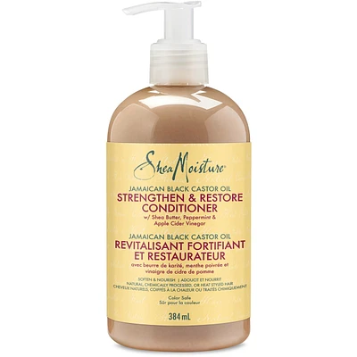 SheaMoisture Jamaican Black Castor Oil Strengthen & Restore conditioner For Damaged Hair with Shea Butter, Peppermint and Apple Cider Vinegar 384 ml