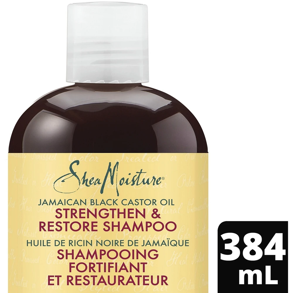 SheaMoisture Jamaican Black Castor Oil Stengthen & Restore shampoo for Damaged Hair with Shea Butter, Peppermint & Apple Cider Vinegar To Cleanse and Nourish Hair 384 ml