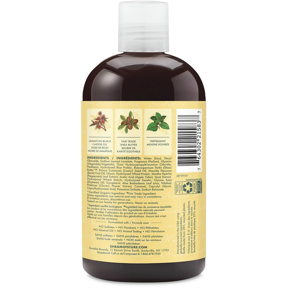 SheaMoisture Jamaican Black Castor Oil Stengthen & Restore shampoo for Damaged Hair with Shea Butter, Peppermint & Apple Cider Vinegar To Cleanse and Nourish Hair 384 ml